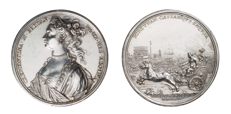 Awers z portretem Marii Klementyny i rewers srebrnego medalu